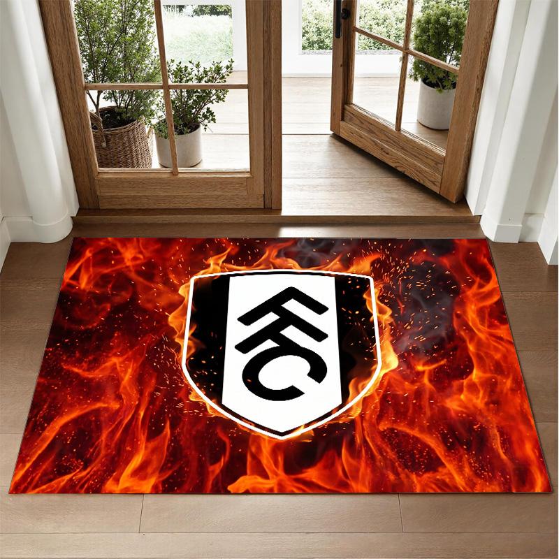 Fulham Football Design Crystal Velvet Rug Soft Decorative Mat for Bedroom Entrance