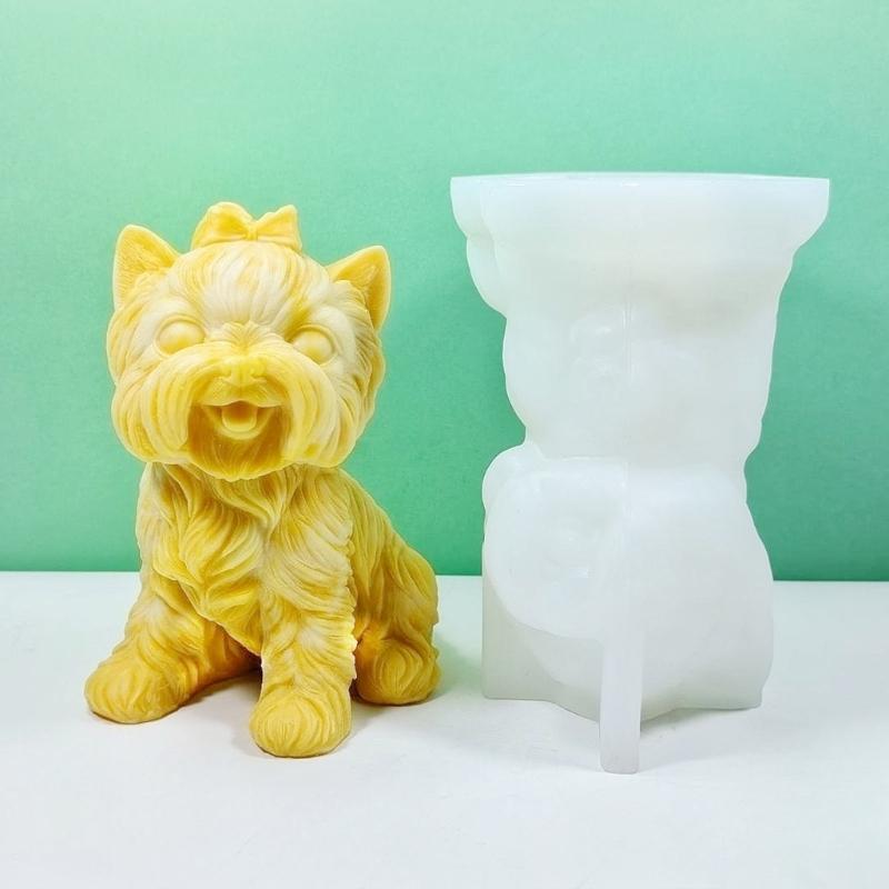 Stereo Sitting Little Dog Soap Mould Epoxy Gypsum Ornaments Therapy Candle Handmade Molds for Decorations