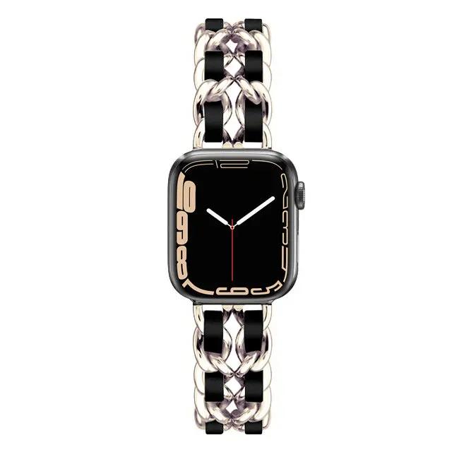 Женский золотой браслет для Apple Watch Band 11 10 46мм 9 8 Ultra 3 49мм SE 6 41 45мм 38/42мм 44 40мм Ремешок Металлический Кожаный Браслет
