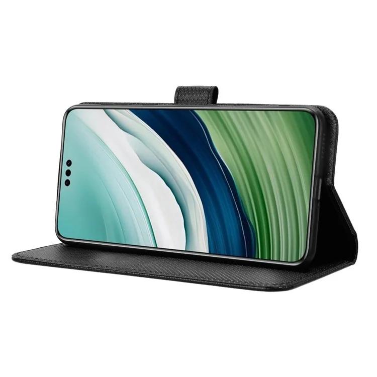 Чехол-подставка из искусственной кожи для Huawei Mate 60 с защитой от царапин и ромбовидной текстурой, чехол для телефона из искусственной кожи