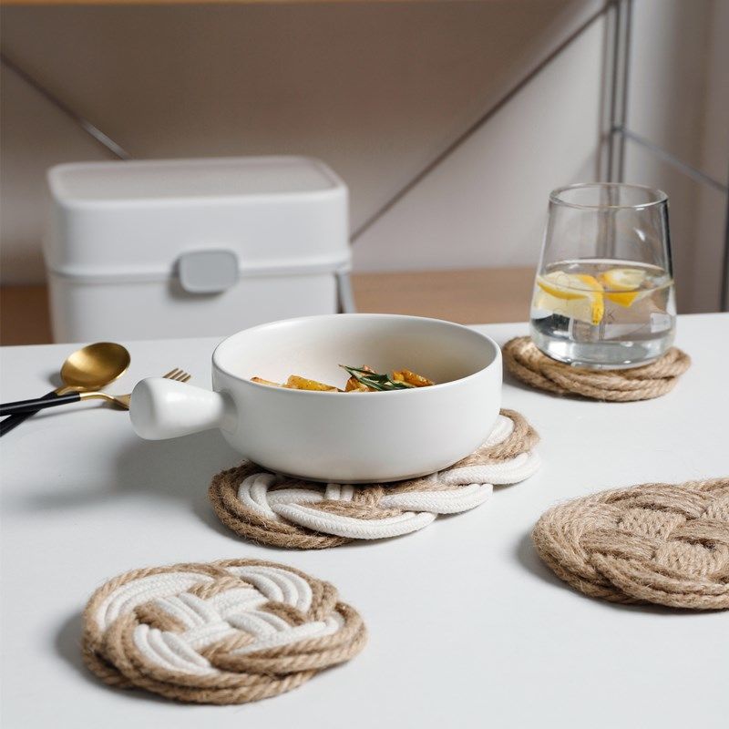 Чайный коврик Тканый льняной Ins Пасторальный Домашний Подставка для столовых приборов Ресторанный дизайн Чайная утварь Теплоизоляция Базовый Хамдмейд Украшения Кофе Мягкий