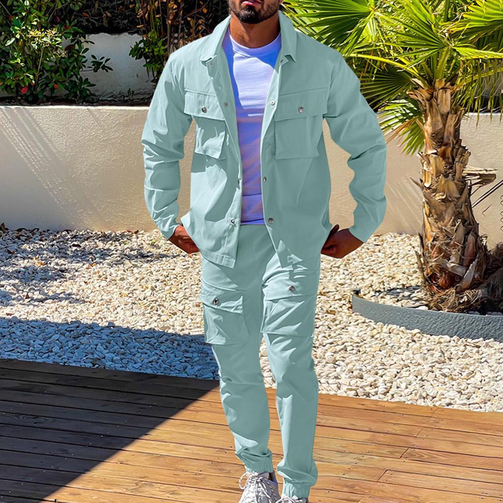 Мужской однотонный модный повседневный комплект, легкая мужская повседневная куртка-костюм