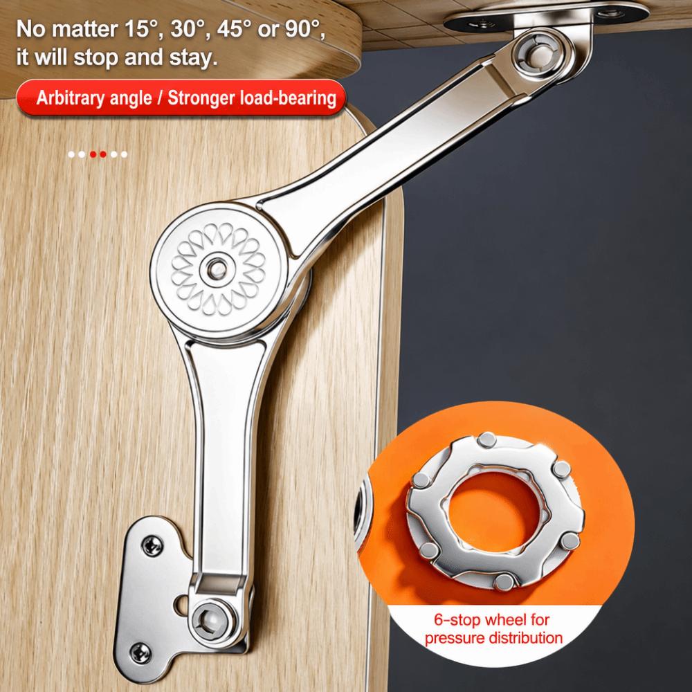 Satin Nickel Finish Folding Lid Stay Soft Close Mechanism Cabinet Door Hinge For Drawer Window