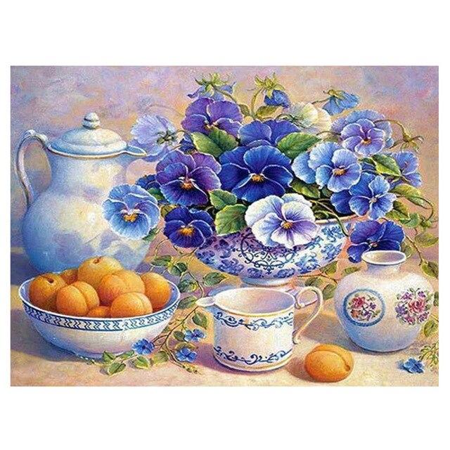 DIY 5D Diamond Painting Fruit Cross Stitch Mosaic Diamond Embroidery Full Round Picture of Rhinestone Kitchen Home Decor
