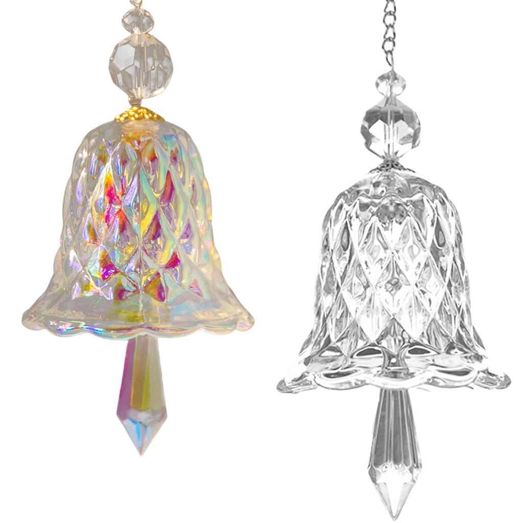 2Pcs Sparkling Crystal Wind Chimes for Christmas Decoration Glass Bells Hanging Suncatchers for Window Room Car Decors