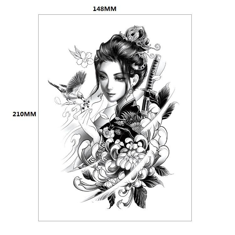 Традиционная красивая женщина персонаж слезы гейши цветная вода переводная цветочная рука анти-реальная татуировка наклейка татуировка