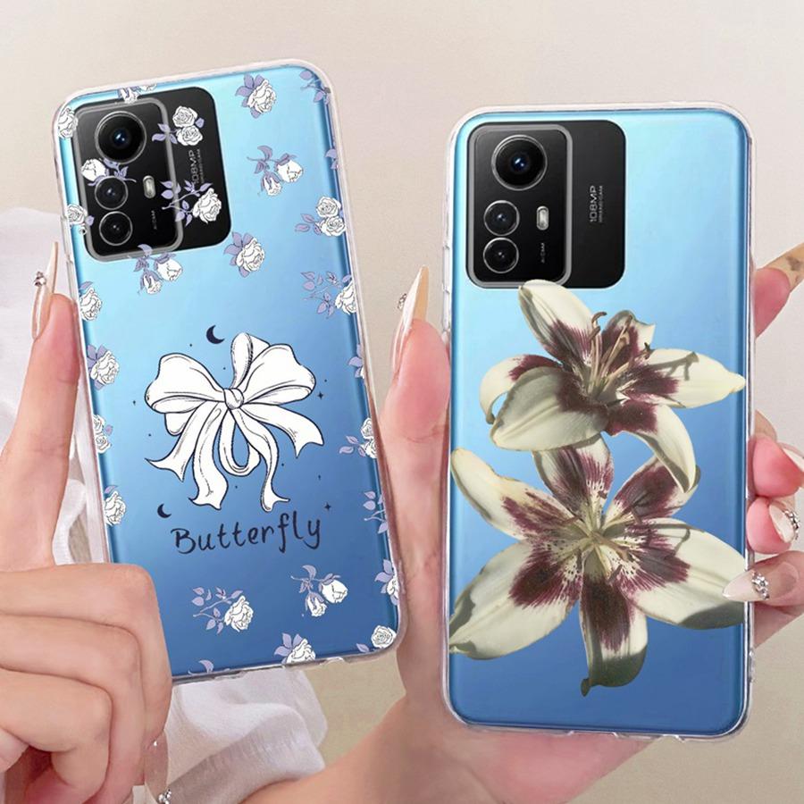 Case For Xiaomi Redmi Note 12s Phone Cover for Redmi Note12s Soft Silicone TPU transparent Painted Flower Fundas 6.43''