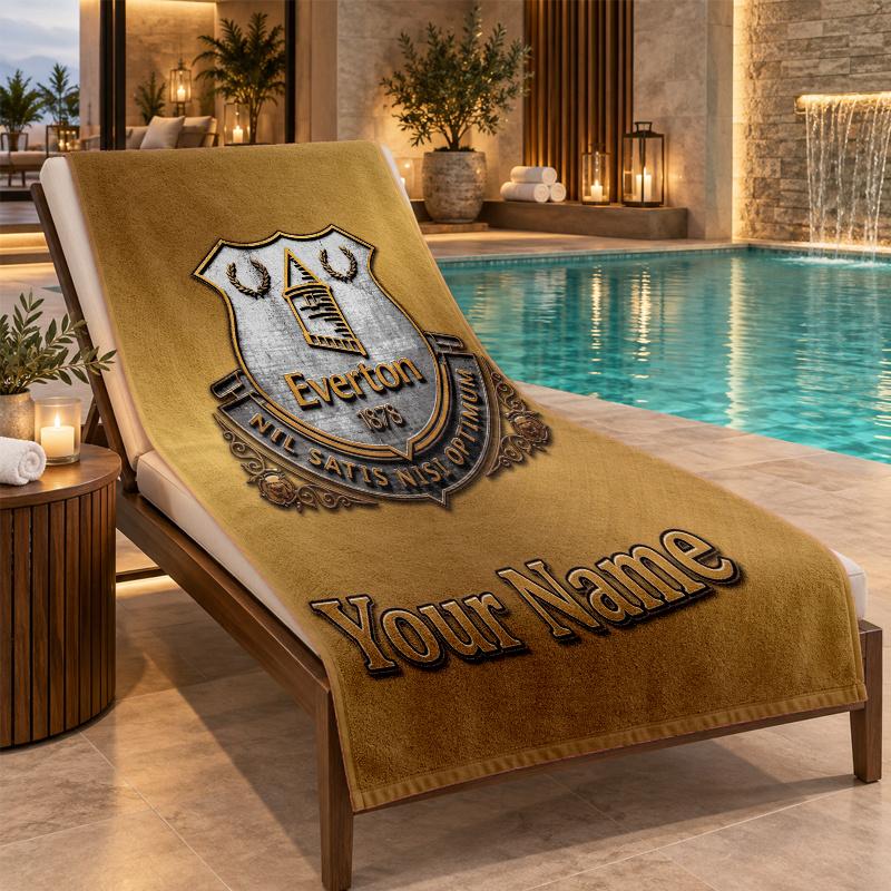 Custom Name Everton FC Beach Towel Personalized Text Soft Towel Swimming Travel Bath Gift