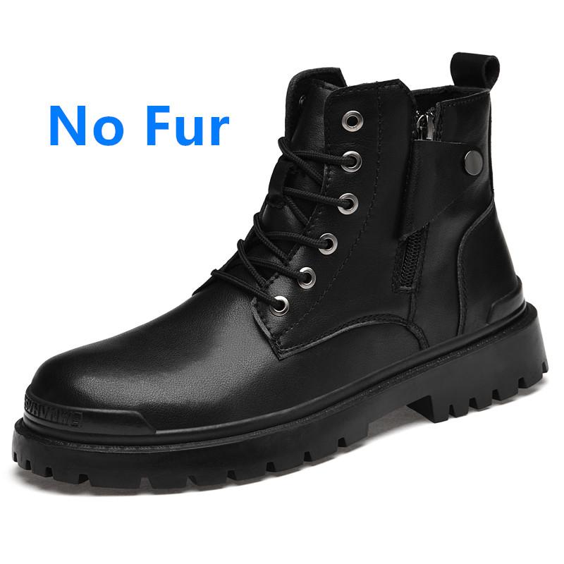 Новые осенне-зимние мужские ботинки с боковой молнией из натуральной кожи, теплые плюшевые мотоциклетные ботильоны, повседневная кожаная обувь