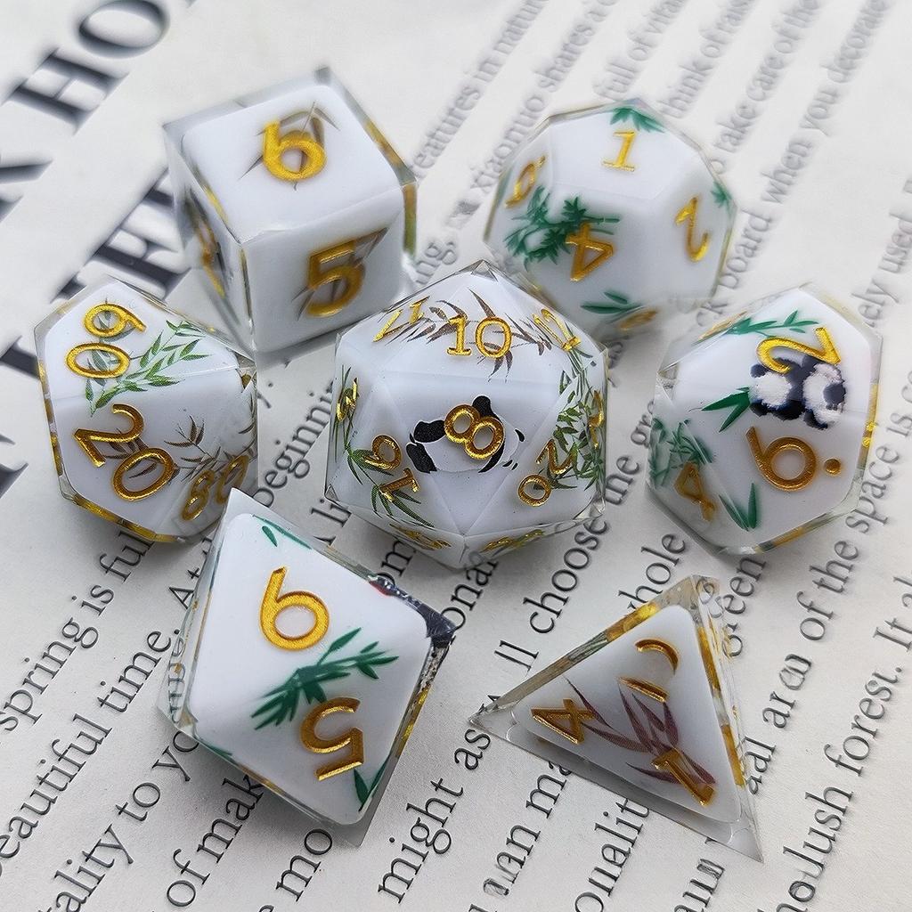 Набор острых смоляных кубиков из 7 штук Кубики с декалями внутри кубиков Sulu Run Настольная игра Dungeons & Dragons Кубик D20