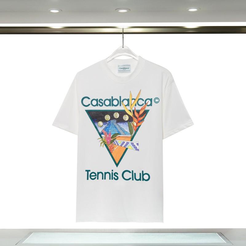 280g Double Yarn Cotton T-Shirt Couples Casablanca Castle Print Short Sleeve Round Neck Loose Fit