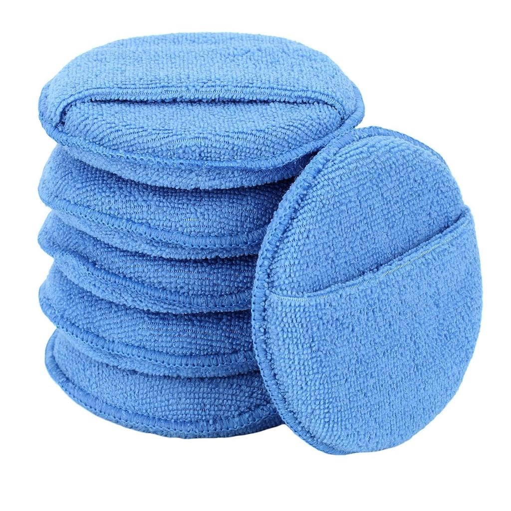 Microfiber Wax Applicator Pads, Car Wax Applicator With Finger Pocket, Buffing & Detail Polishing Foam Pads For Car Cleaning And Fine Polishing (5