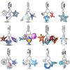 Copper Jellyfish Dolphin Turtle Starfish Shell Luminous Ocean Series Charms Beads Fit 3Mm Original Bracelets Diy Jewelry