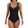 One-piece Swimsuit Sexy Solid Color Belly Cover Cross Backless Bikini