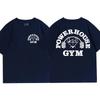Powerhouse Gym Pattern T-shirt Men's Fun Breathable Round Neck T-shirt Outdoor Leisure Geek Fitness Retro Top