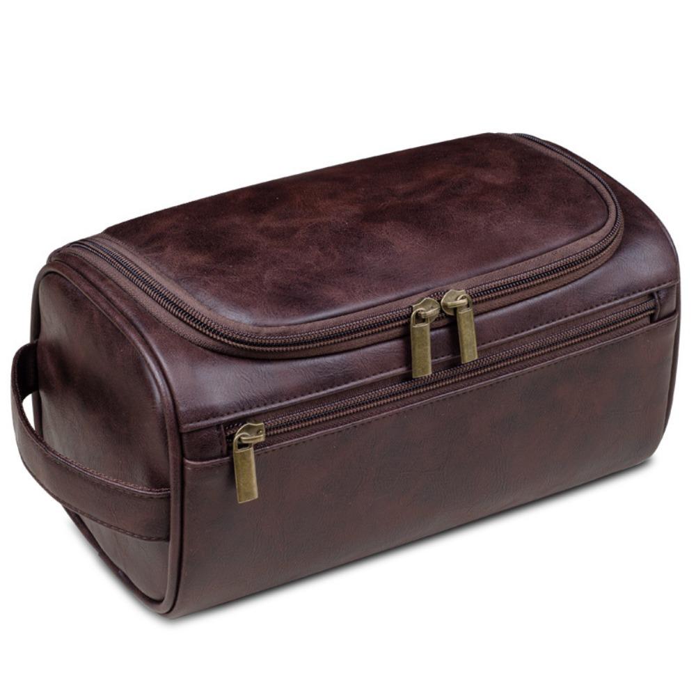 Waterproof Cosmetic Storage Bag With Handle Makeup Pouch Retro Men Toiletry Bag Bathroom