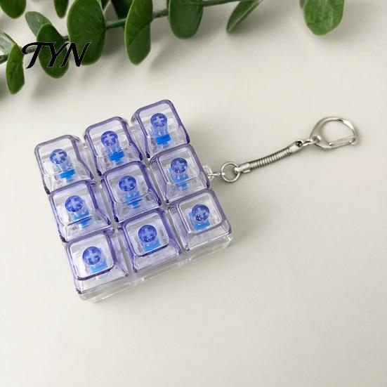 Handheld Stress Reliever 9-Keys Keyboard Fidget Toy, LED Light-up Keychain Clicky Mechanical Switch Toy for Relief, 9-In-1 Backpack Charm