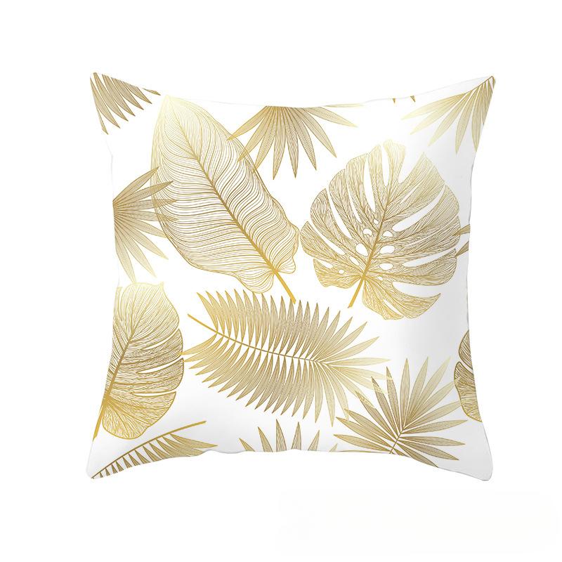 1Pcs New Nordic Gold Leaf Cushion Pillow Covers Soft Peach Velvet Cushions Cases For Sofa Bed Decor Pillowcase