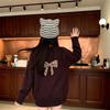 Y2K Stripe Knitted Hat Cute Pullover Hat Soft Little Devil Cap  Winter Autumn