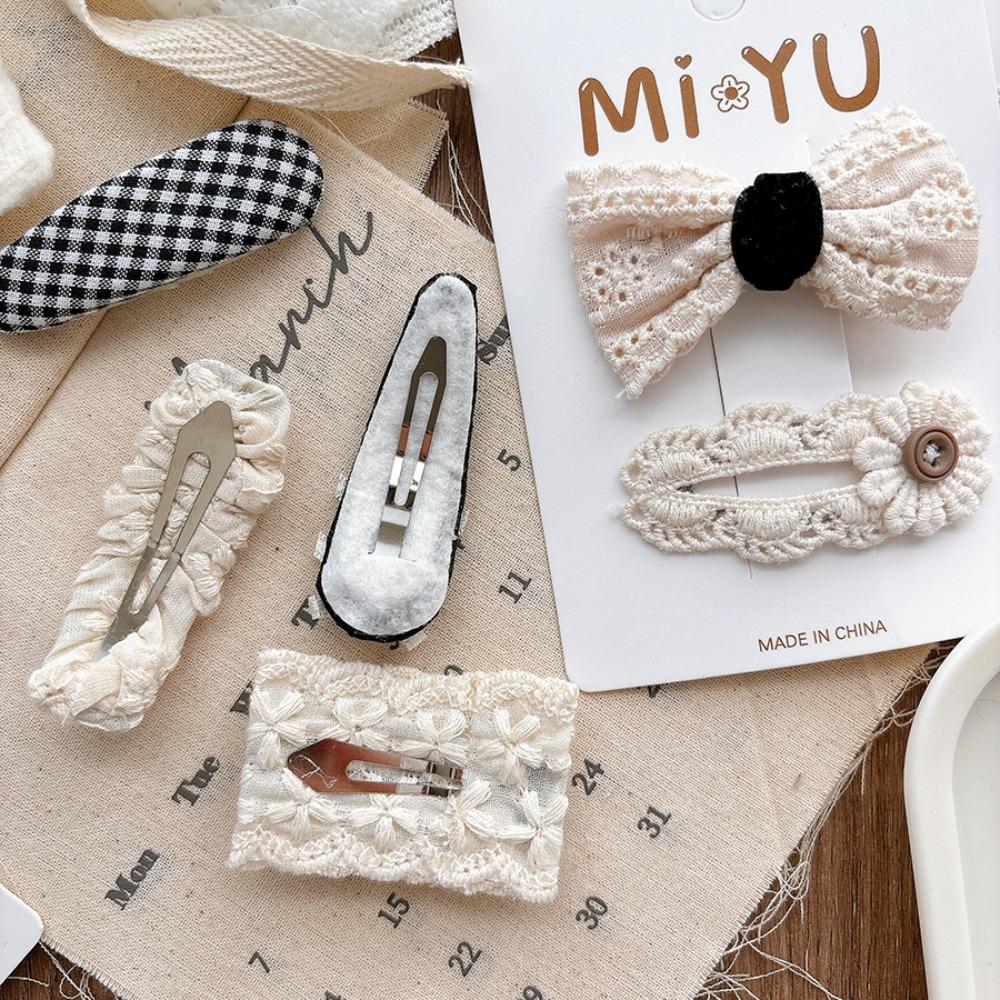 2Pcs/lot Lace Bow Hairpins Dot Pattern Bangs Clips Sweet Princess Headdress Girls