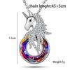 Women Fantasy Unicorn Jewelry Set Cross-border Hot European Fashion Colorful Crystal Ring Necklace Accessory