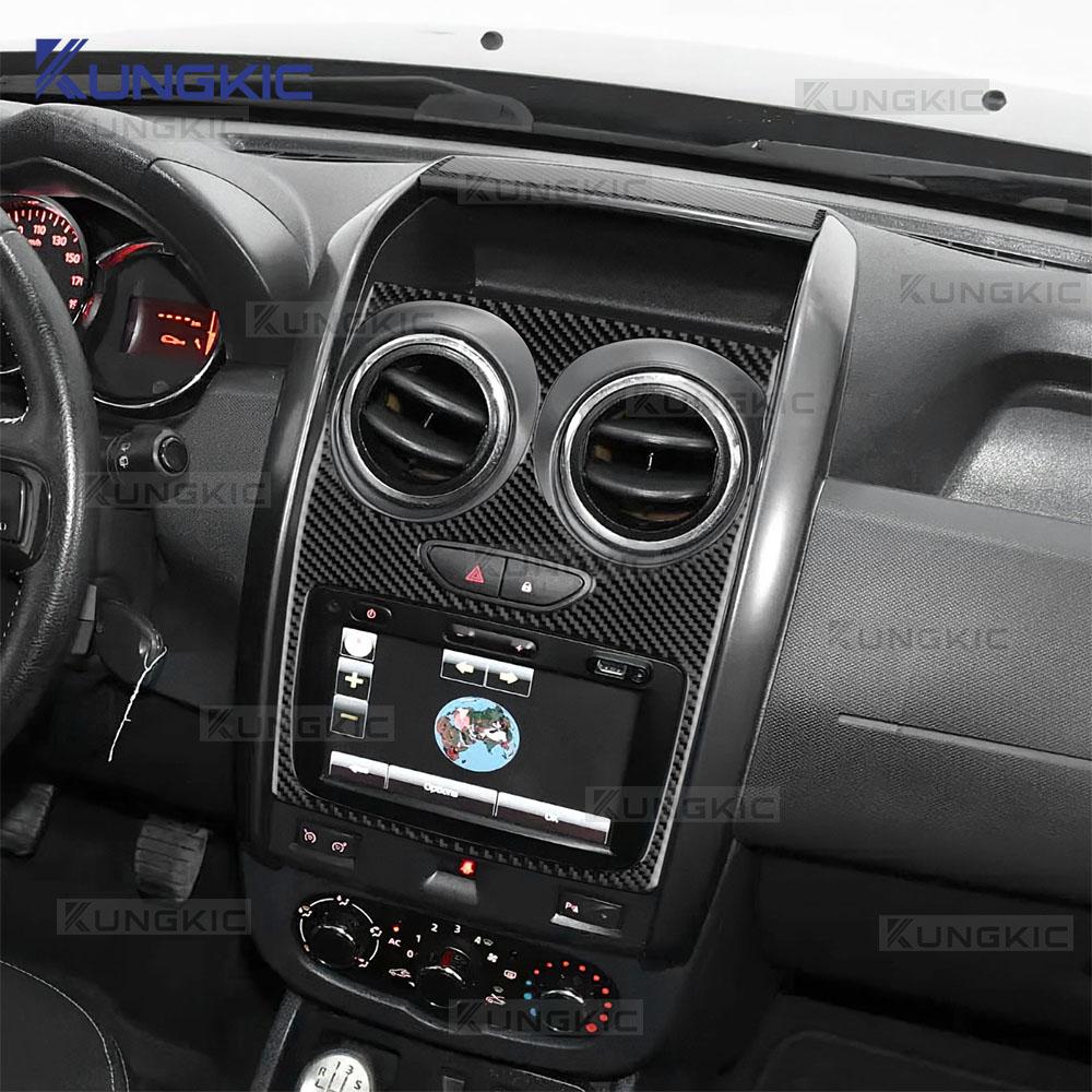 For Dacia Duster 2014 2015 2016 2017 2018 Real Soft Carbon Fiber Sticker LHD RHD Car Central Control Screen Trim Accessories