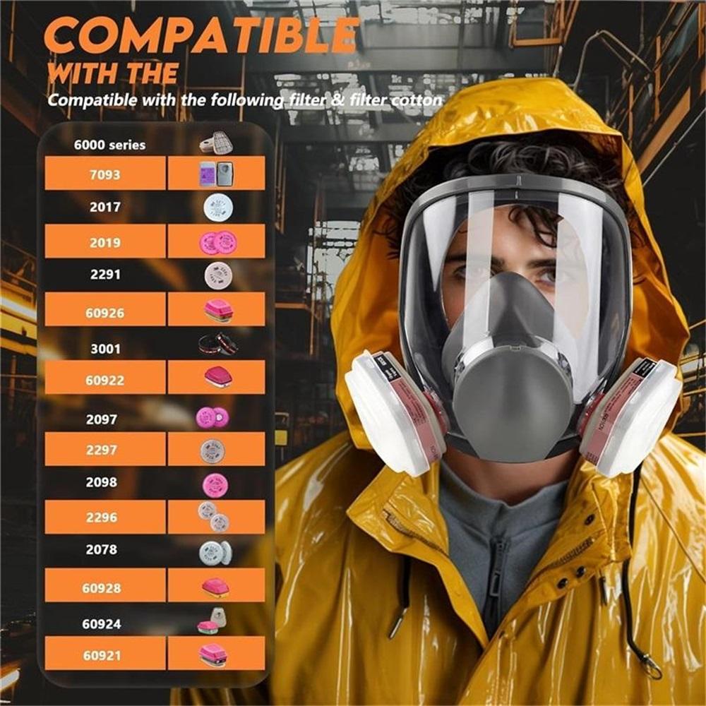 Многоразовая полнолицевая респираторная маска, противогаз 6800, байонетное соединение, силиконовый лицевой уплотнитель, пылезащитные маски для покраски, шлифовки, деревообработки, сварки, химической обработки