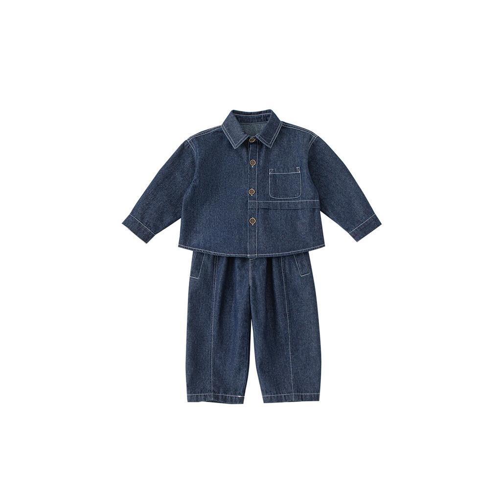 Boys Denim Suit Set With Polyester Fabric For Spring And Fall Kids Age 3 To 8
