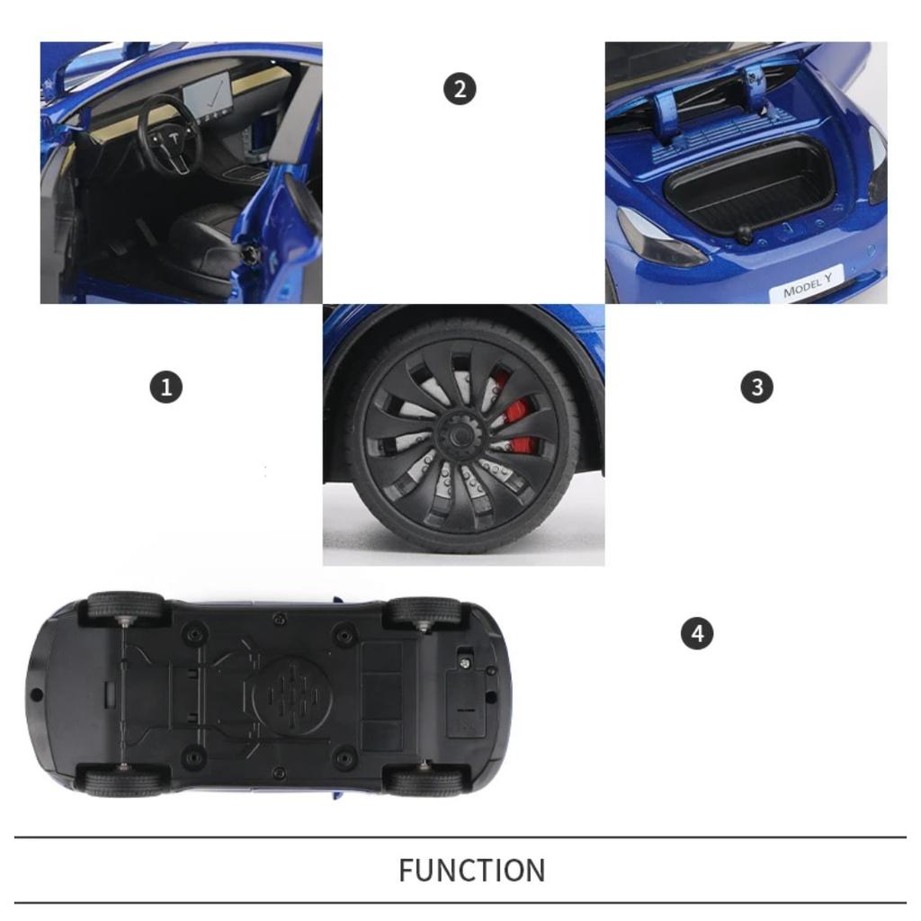 1/24 Tesla Model Y с зарядным устройством, литая игрушечная модель автомобиля со звуком и светом, детский коллекционный подарок