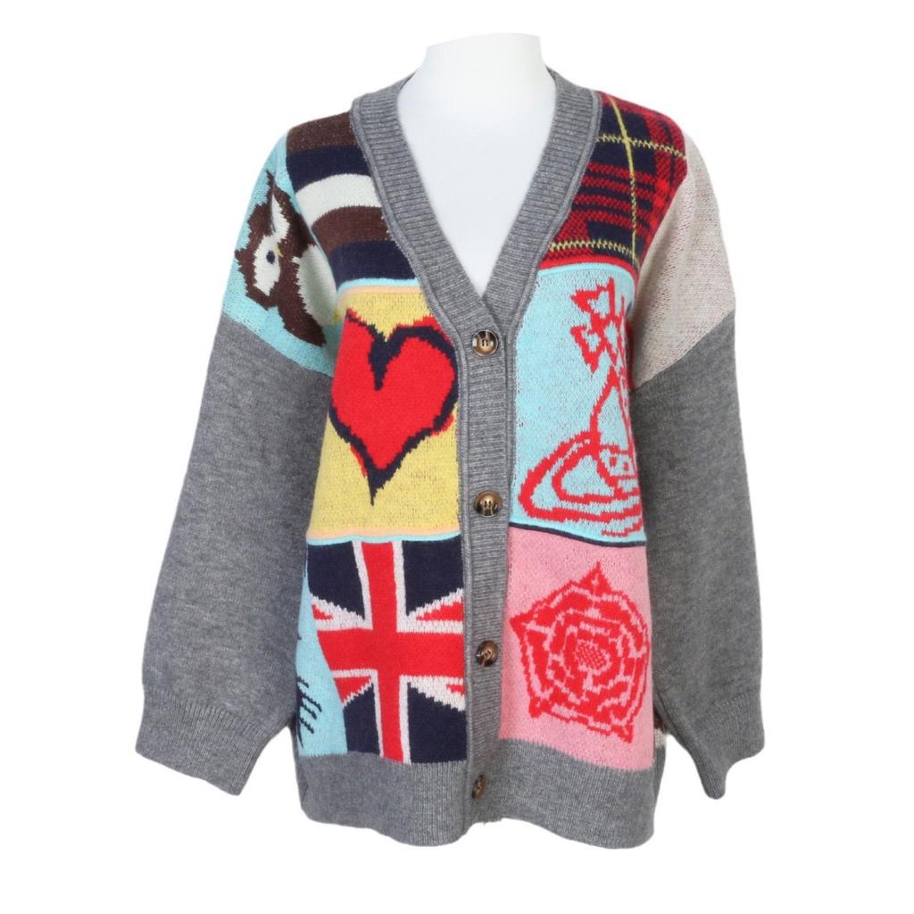 Французский кардиган крупной вязки с V-образным вырезом: Осенне-зимний свитер в клетку с сердечком, с длинным рукавом, в стиле колледжа, омолаживающий, свободного кроя.