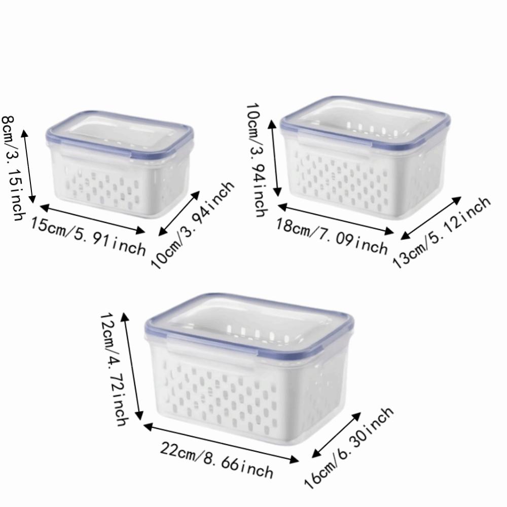 3Pcs/Set Stackable Fruit Storage Containers Draining Produce Containers Refrigerator Storage