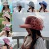 Wide Brim Bridal Tea Party Wedding Hat Organza Flower Mesh Fisherman Hat for Women