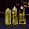 Желтый Хрустальный Полированный Шестигранный Призматический Столбик Украшение