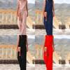 Women's Sleeveless Jumpsuit In Four Colors: Pink, Navy Blue, Black, and Red, Wide-Leg Design
