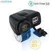 Motorcycle Digital Display Dual USB Mobile Phone Fast Charger Voltmeter Thermometer Mobile Phone Charger Display Socket HMM