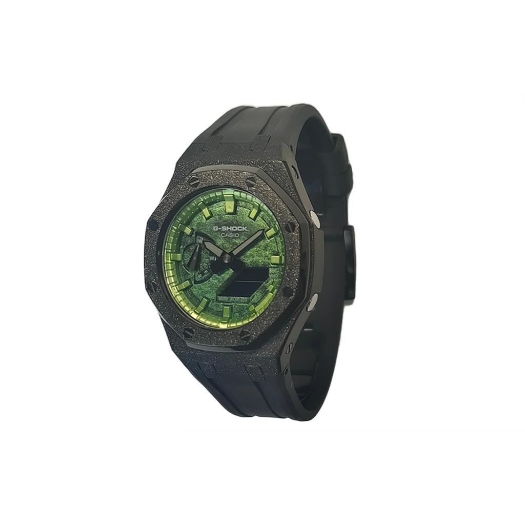 CASIO Men Liquid Crystal,Analog Dual Display Series 44mm Green Watch GA-2100-1A1(Watch3--)
