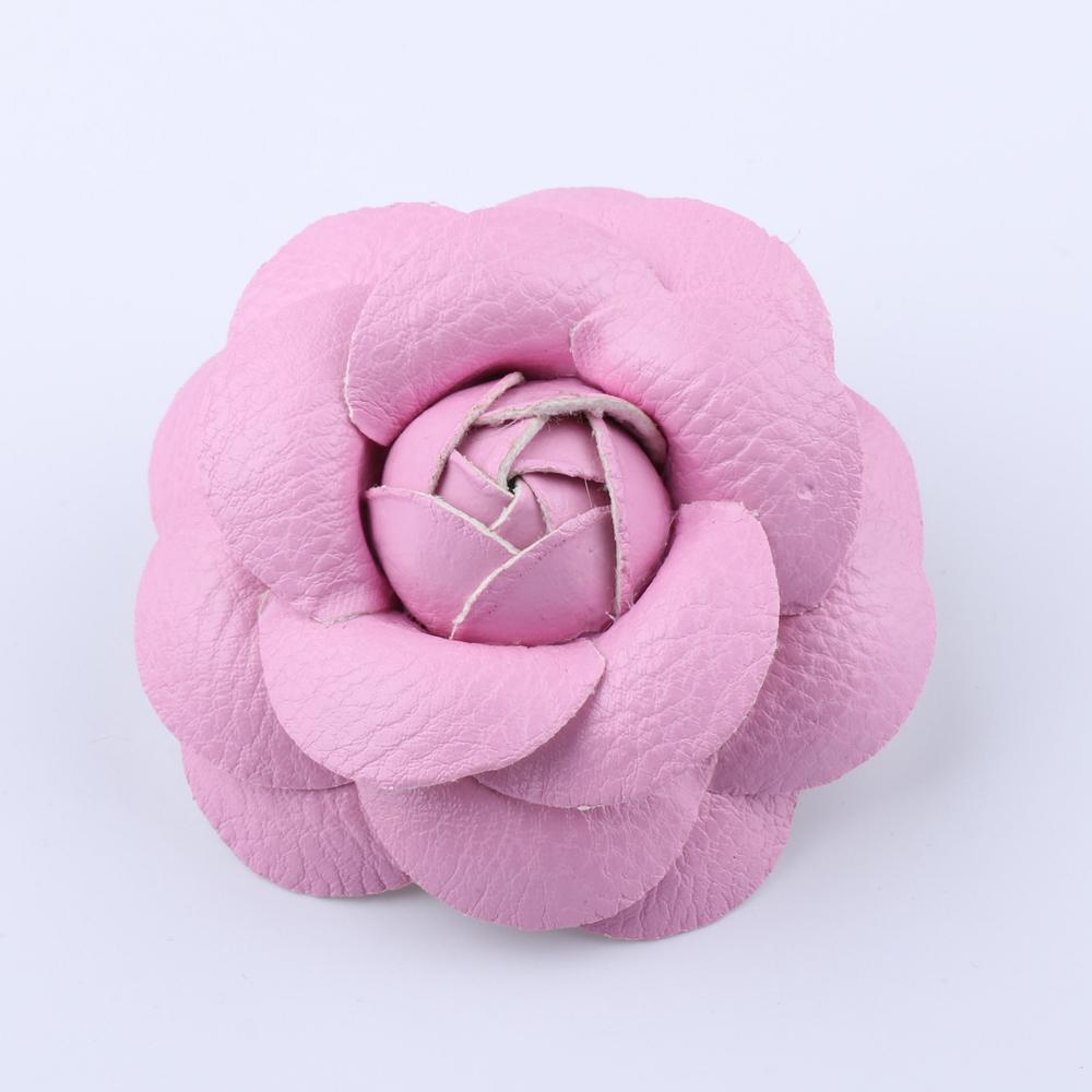 Pin Jewelry Women Accessories Gifts Brooch PU Leather Camellia Flower DIY Craft Supplies Corsage