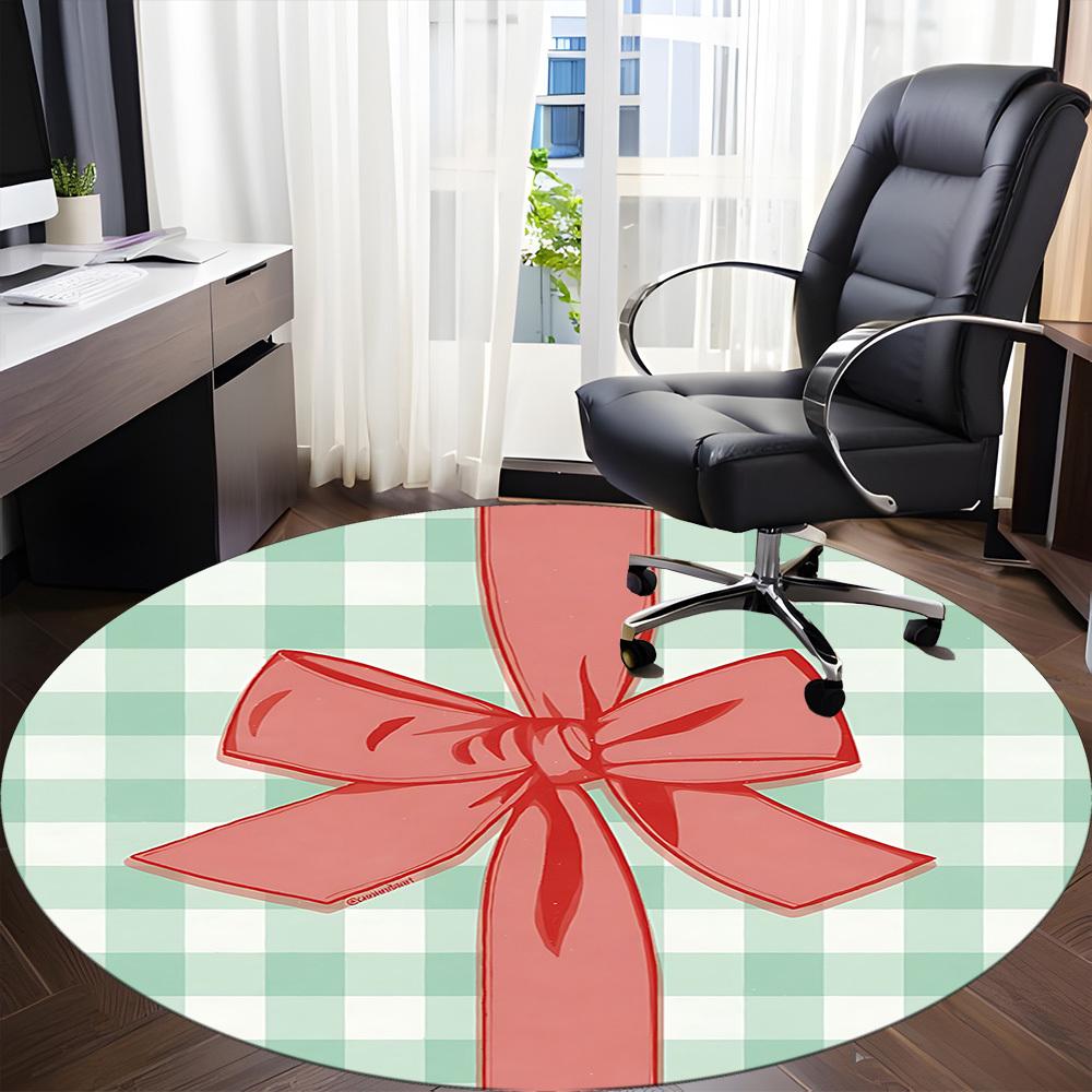 1pc Bow Ribbon Chair Carpet for Office Non Slip, Lightweight, Machine Washable Rug for Office Holiday Decor
