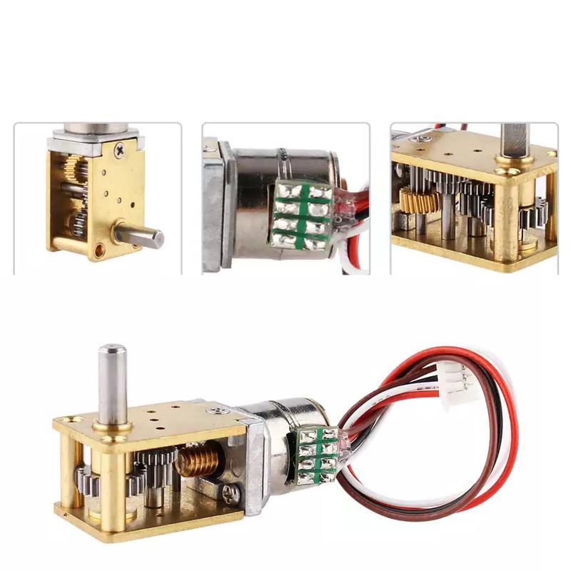 Mini 10mm Precious Full Metal Gearbox Worm Gear Stepper Motor D-shaft Micro 2-phase 4-wire Stepping Motor Monitor Camera Robot