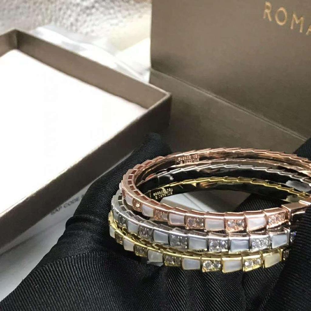 Браслет-змейка из стерлингового серебра с бриллиантами по всей длине, натуральным перламутром и агатом, цвета павлиньего пера для пар - Унисекс, европейский и американский стиль