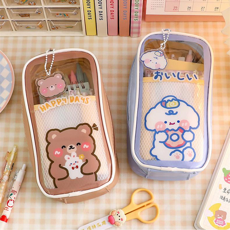 Japanese Pencil Case Transparent Large-capacity Student Pencil Case Cute Girl Creative Simple Pencil Case Stationery Bag