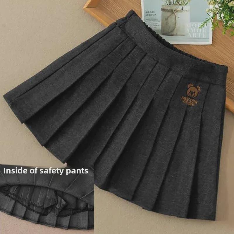 Юбка из шерстяной ткани для девочек на весну, осень и зиму — универсальная короткая юбка для школьников среднего и старшего возраста