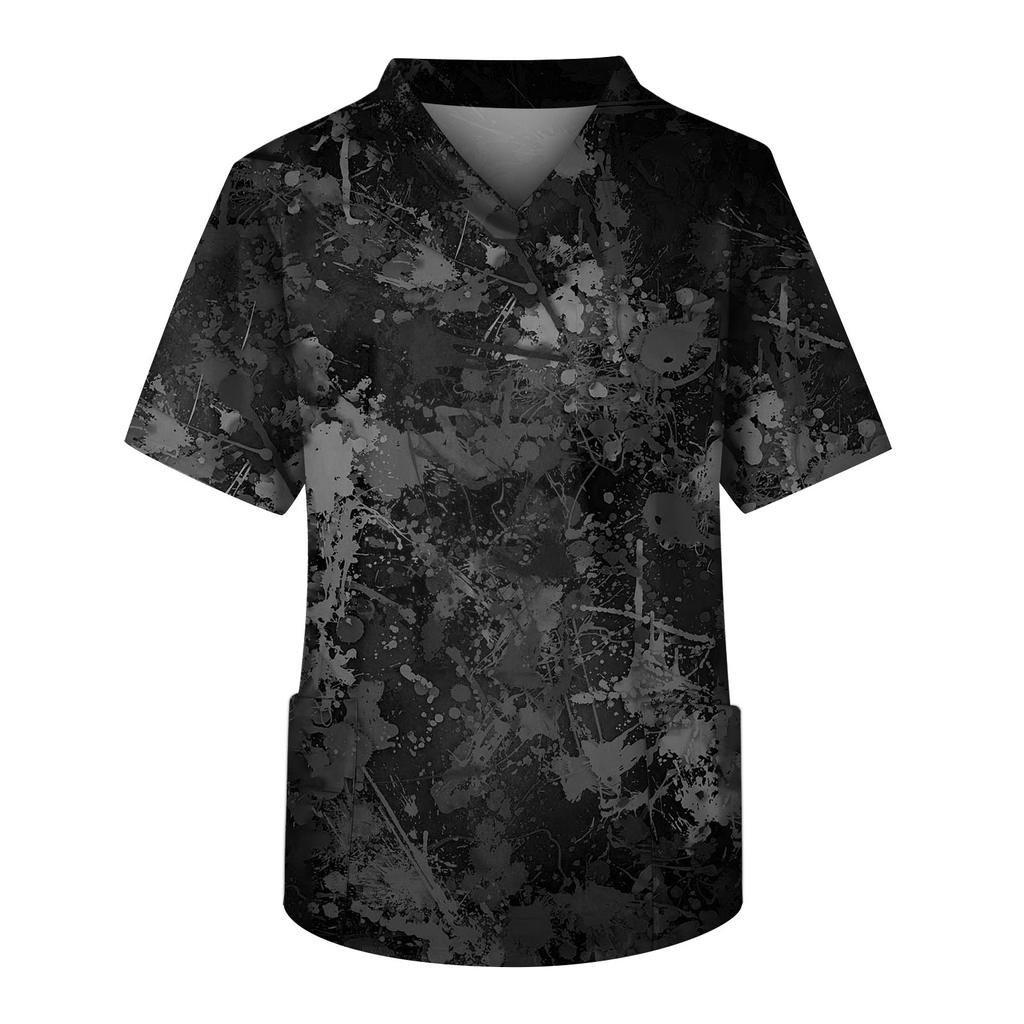 Модный мужской топ с коротким рукавом и V-образным вырезом с принтом и карманом на груди