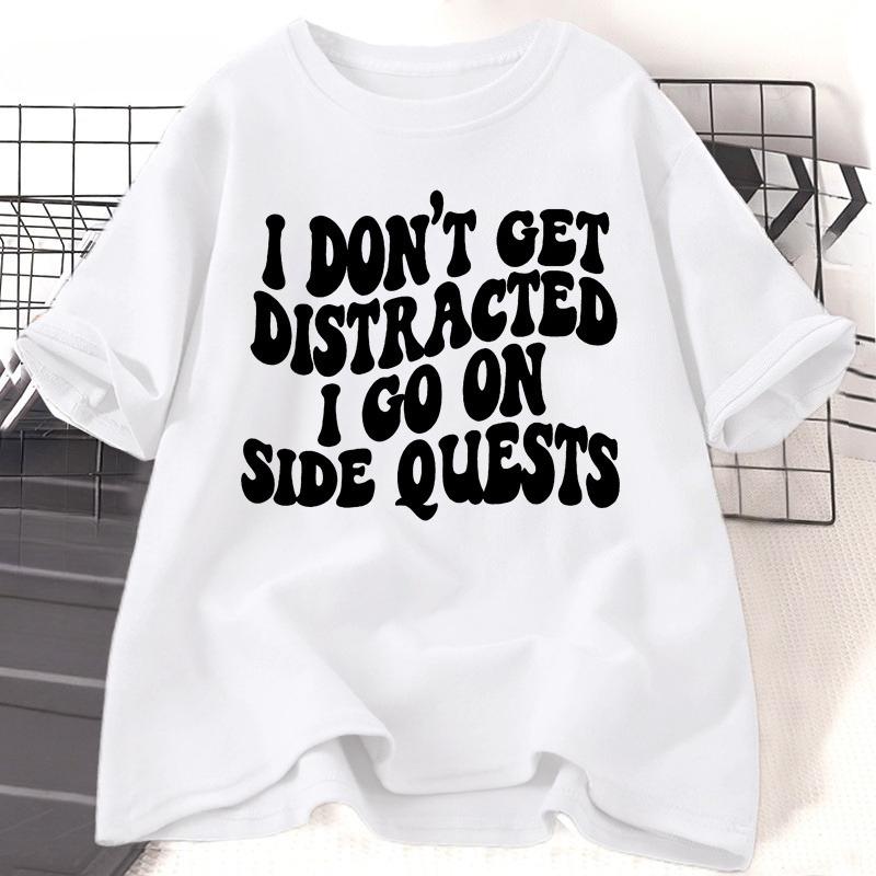Funny ADHD T Shirt I Go on Side Quests Unisextal Health Tshirt Gamer Lover Tshirt WOMEN Unisex Cotton Soft Tee Shirt WOMEN Clothes