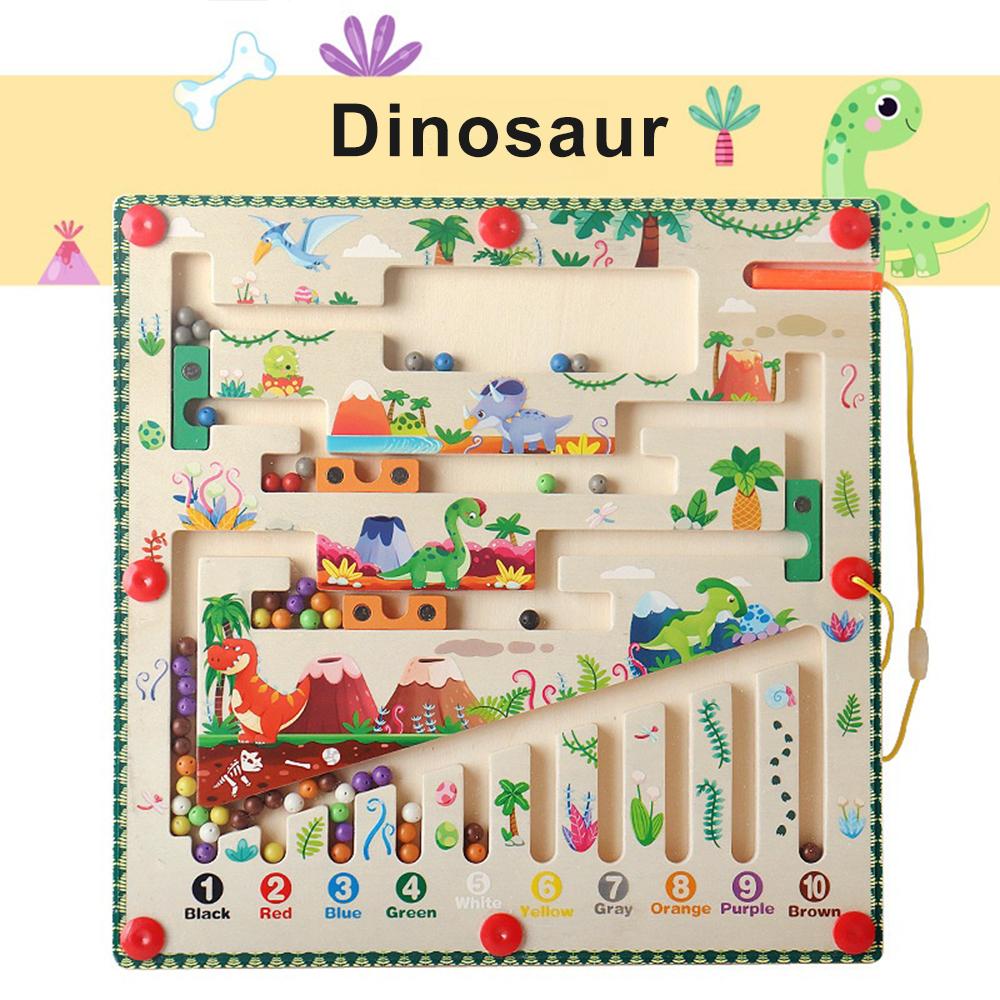 Magnetic Color and Number Maze Montessori Toys Wooden Puzzle Activity Board Learning Puzzle Counting Matching Toys for Toddlers
