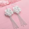 925 Sterling Silver Flower Earrings Wedding Jewelry