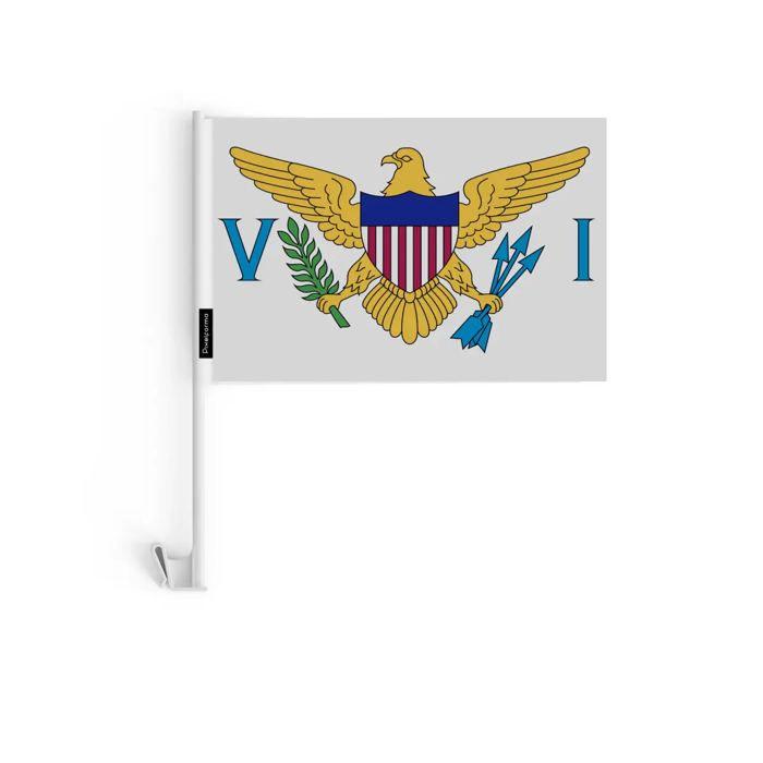 Drapeau Voiture Îles Vierges des États-Unis – 14 x 21 cm – Tissu Polyester – Fixation sur Fenêtre – 10 pièces – Pixelforma