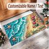 Fish Ocean Theme Soft Crystal Velvet Rug Custom Name & Text Print Non Slip Floor Rug for Bedroom Living Room