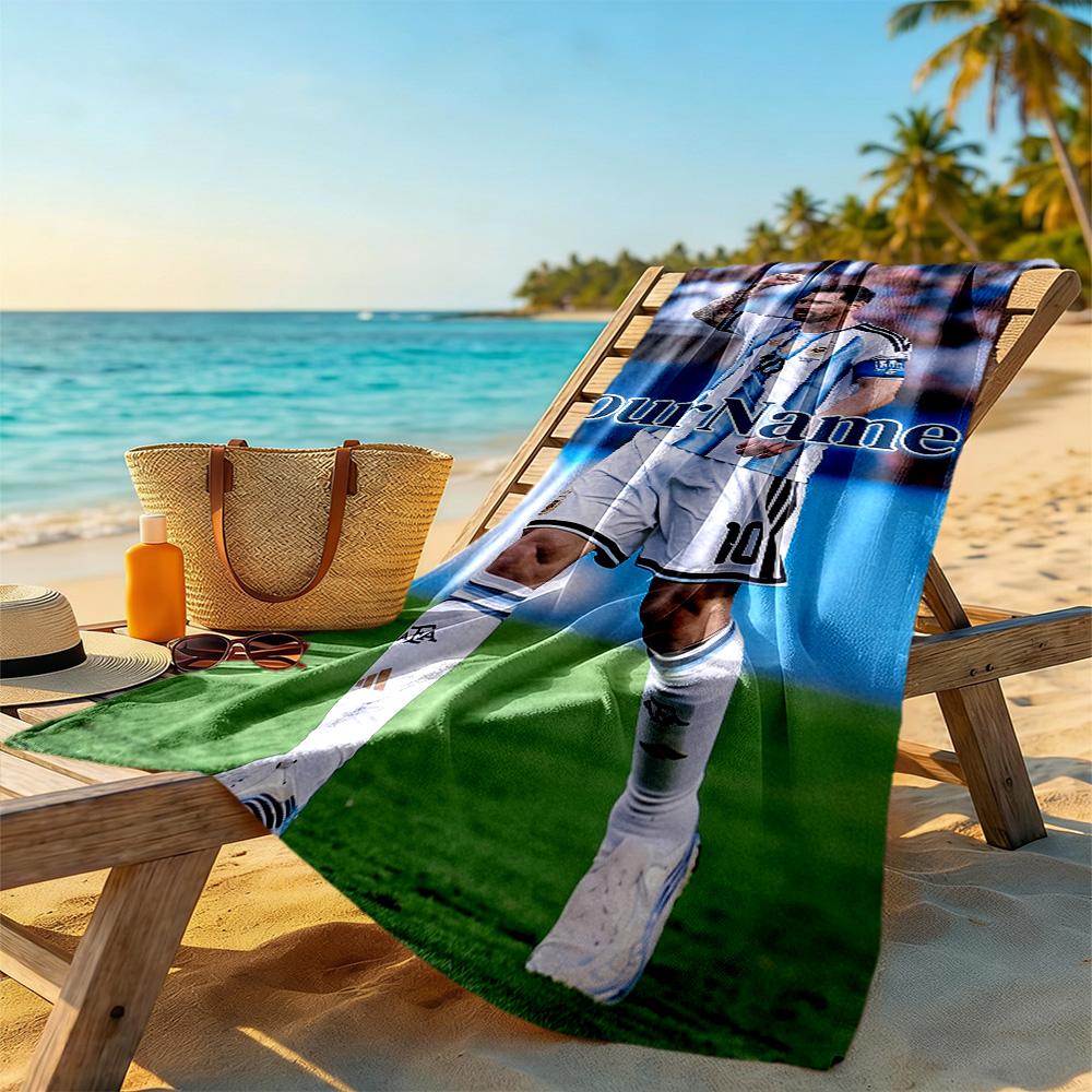 Messi Customizable Name Beach Towel Super Soft Microfiber Quickdry Fabric Suitable for Sports Travel Swimming Yoga Bathroom Beach And Pool