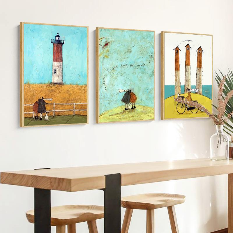 Maeham Nordic Family Happy Рисунок Холст Картина Плакаты Возврат Настенный художественный постер для Morden Гостиная Домашний декор